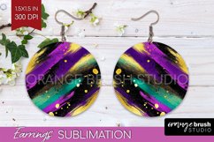 Mardi Gras Round Earrings - Carnival PNG Sublimation Product Image 1