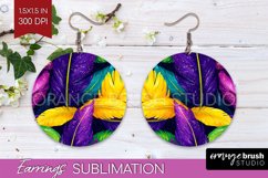 Mardi Gras Round Earrings - Carnival PNG Sublimation Product Image 1