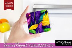Mardi Gras Magnet Sublimation - Carnival Square Magnet PNG Product Image 1