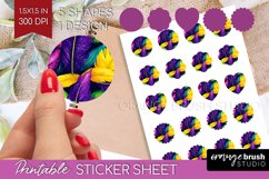 Mardi Gras Round Sticker - Carnival Printable Sticker Sheet Product Image 1