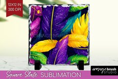 Mardi Gras Slate PNG - Carnival Square Slate Sublimation Product Image 1