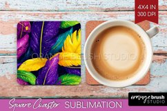 Mardi Gras Square Coaster - Carnival Coaster PNG Sublimation Product Image 1