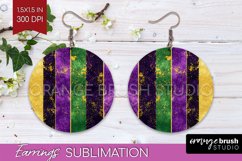 Mardi Gras Round Earrings - Carnival PNG Sublimation Product Image 1