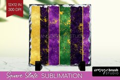 Mardi Gras Slate PNG - Carnival Square Slate Sublimation Product Image 1