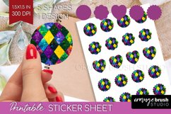 Mardi Gras Round Sticker - Carnival Printable Sticker Sheet Product Image 1