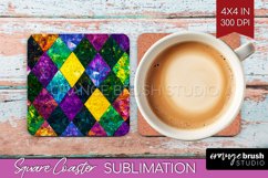 Mardi Gras Square Coaster - Carnival Coaster PNG Sublimation Product Image 1