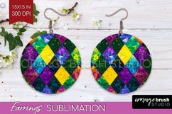 Mardi Gras Round Earrings - Carnival PNG Sublimation Product Image 1