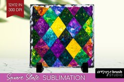 Mardi Gras Slate PNG - Carnival Square Slate Sublimation Product Image 1