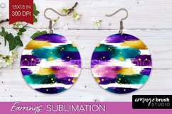 Mardi Gras Round Earrings - Carnival PNG Sublimation Product Image 1