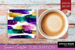 Mardi Gras Square Coaster - Carnival Coaster PNG Sublimation Product Image 1
