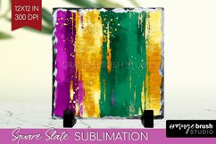 Mardi Gras Slate PNG - Carnival Square Slate Sublimation Product Image 1