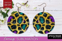 Mardi Gras Round Earrings - Carnival PNG Sublimation Product Image 1