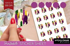 Mardi Gras Round Sticker - Carnival Printable Sticker Sheet Product Image 1