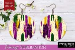 Mardi Gras Round Earrings - Carnival PNG Sublimation Product Image 1