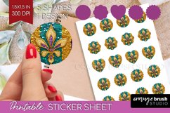 Mardi Gras Round Sticker - Carnival Printable Sticker Sheet Product Image 1