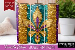 Mardi Gras Tumbler Wrap - Carnival Tumbler PNG Sublimation Product Image 1