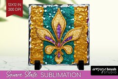 Mardi Gras Slate PNG - Carnival Square Slate Sublimation Product Image 1