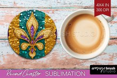 Mardi Gras Round Coaster - Carnival Coaster PNG Sublimation Product Image 1