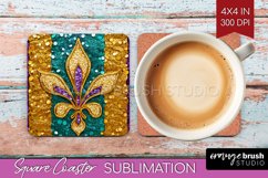 Mardi Gras Square Coaster - Carnival Coaster PNG Sublimation Product Image 1