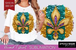 Mardi Gras Round Tshirt Background - Carnival PNG Product Image 1