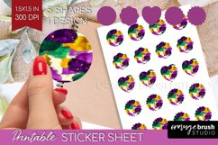 Mardi Gras Round Sticker - Carnival Printable Sticker Sheet Product Image 1