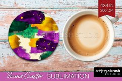 Mardi Gras Round Coaster - Carnival Coaster PNG Sublimation Product Image 1