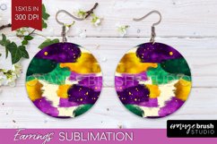 Mardi Gras Round Earrings - Carnival PNG Sublimation Product Image 1