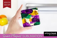 Mardi Gras Magnet Sublimation - Carnival Square Magnet PNG Product Image 1