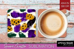 Mardi Gras Square Coaster - Carnival Coaster PNG Sublimation Product Image 1