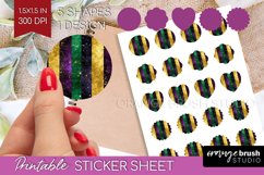 Mardi Gras Round Sticker - Carnival Printable Sticker Sheet Product Image 1