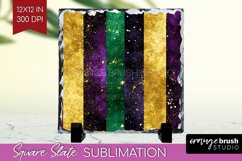 Mardi Gras Slate PNG - Carnival Square Slate Sublimation Product Image 1