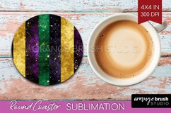 Mardi Gras Round Coaster - Carnival Coaster PNG Sublimation Product Image 1