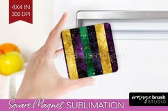 Mardi Gras Magnet Sublimation - Carnival Square Magnet PNG Product Image 1