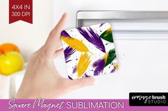 Mardi Gras Magnet Sublimation - Carnival Square Magnet PNG Product Image 1