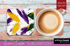 Mardi Gras Square Coaster - Carnival Coaster PNG Sublimation Product Image 1
