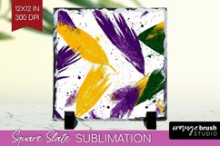 Mardi Gras Slate PNG - Carnival Square Slate Sublimation Product Image 1