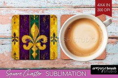 Mardi Gras Square Coaster - Carnival Coaster PNG Sublimation Product Image 1