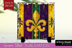 Mardi Gras Slate PNG - Carnival Square Slate Sublimation Product Image 1