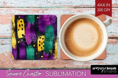 Mardi Gras Square Coaster - Carnival Coaster PNG Sublimation Product Image 1