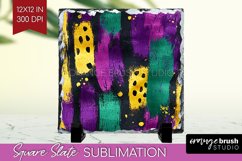 Mardi Gras Slate PNG - Carnival Square Slate Sublimation Product Image 1
