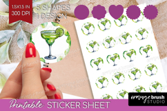 Margarita Cocktail Round Sticker Summer Drink Printable Product Image 1