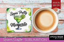 Margarita Cocktail Square Coaster Summer Drink Coaster PNG Product Image 1