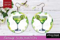 Margarita Cocktail Round Earrings Summer Drink PNG Product Image 1