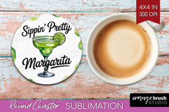 Margarita Cocktail Round Coaster Summer Drink Coaster PNG Product Image 1