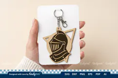 Medieval Helmet Geometric Keychain SVG | Knight Design Product Image 2