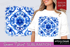 Mediterranean Square Tshirt Background - Italian Tile PNG Product Image 1