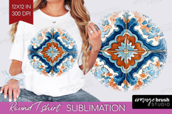 Mediterranean Round Tshirt Background - Italian Tile PNG Product Image 1