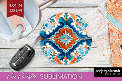 Mediterranean Car Coaster - Italian Tile Coaster PNG Product Image 1