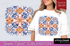 Mediterranean Square Tshirt Background - Italian Tile PNG Product Image 1