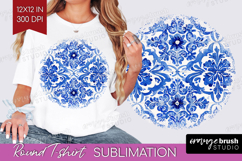 Mediterranean Round Tshirt Background - Italian Tile PNG Product Image 1